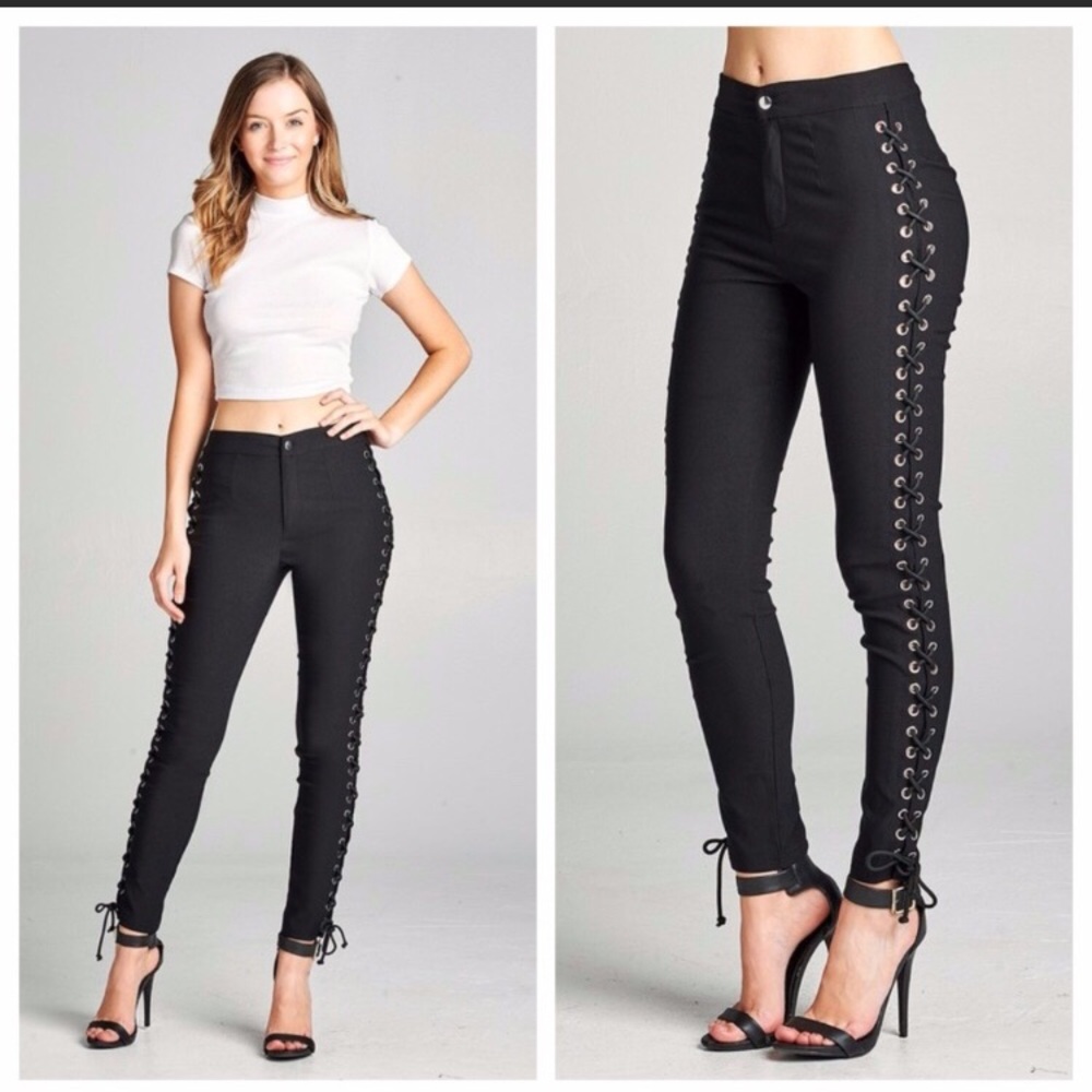 New Black Lace Up pants!